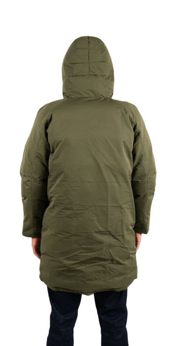 ecoon apparel jacket san sebastian long men sustainable clothing recyclable premium khaki KRN glasses ECO182417TL M