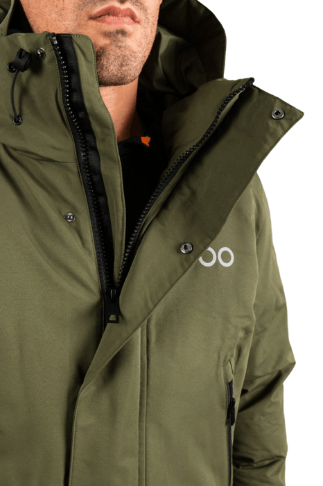 ecoon apparel jacket san sebastian long men sustainable clothing recyclable premium khaki KRN glasses ECO182417TXL L