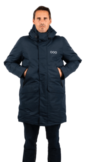 ecoon apparel jacket san sebastian long men sustainable clothing recyclable premium blue KRN glasses ECO182419TS XS