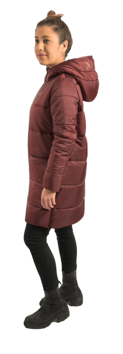 ecoon apparel jacket paris long women sustainable clothing recyclable premium dark garnet KRN glasses ECO280518TS S