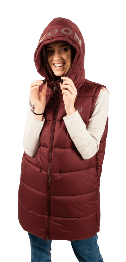 ecoon apparel vest barcelona long women sustainable clothing recyclable premium dark garnet KRN glasses ECO280618TS S