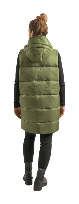 ecoon apparel vest barcelona long women sustainable clothing recyclable premium dark green KRN glasses ECO280626TL L