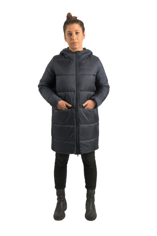 ecoon apparel jacket paris long women sustainable clothing recyclable premium dark blue KRN glasses ECO280520TXS XS