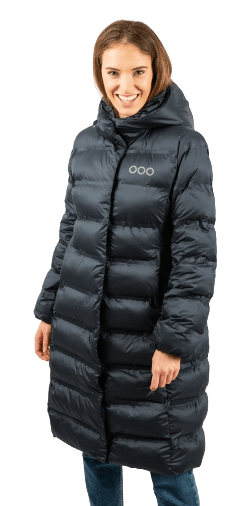 ecoon apparel jacket berlin long women sustainable clothing recyclable premium blue KRN glasses ECO281020TXS XS