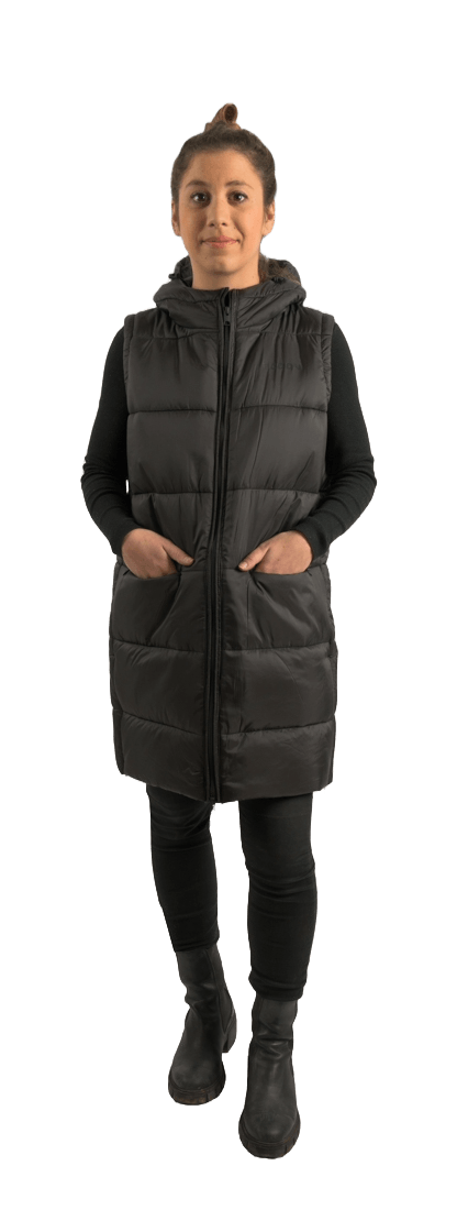 ecoon apparel vest barcelona long women sustainable clothing recyclable premium black KRN glasses ECO280601TS S