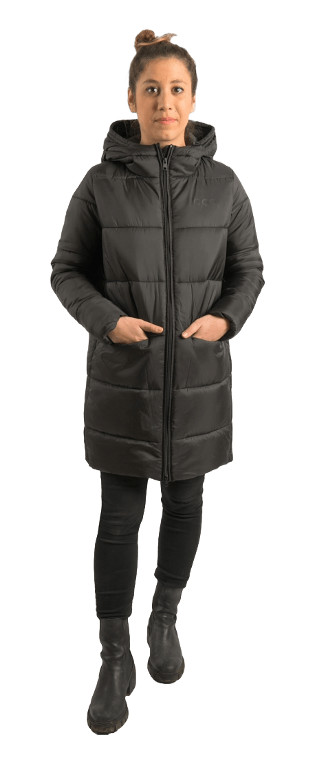 ecoon apparel jacket paris long women sustainable clothing recyclable premium black KRN glasses ECO280501TXS XS