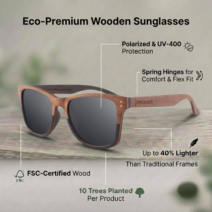 Faded Ebony Walnut Wooden Wayfinder Sunglasses | Joycoast