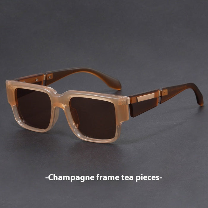 Gray Blue Square Thick Frame Sunglasses UV-proof Retro Simple Sun Glasses