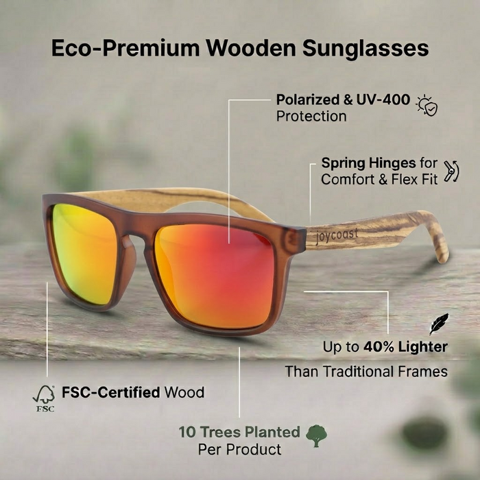 Flash Zebrawood Reflective Wooden Sunglasses | Joycoast