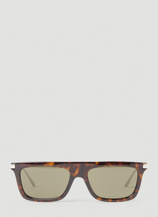 Gucci Men Tortoiseshell Rectangular Sunglasses
