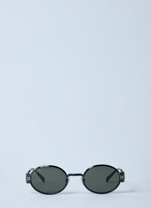 Gucci Men Monogram Metal Oval Sunglasses