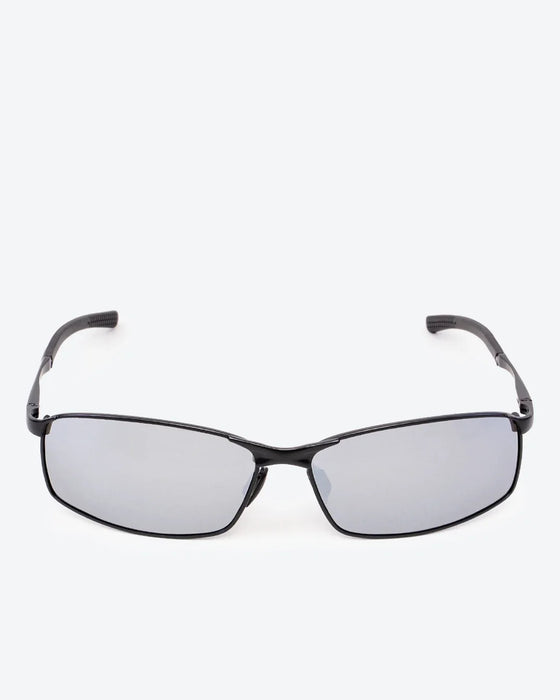 THEO - Silver Mirrored Polarized Lenses, Satin Black Frame