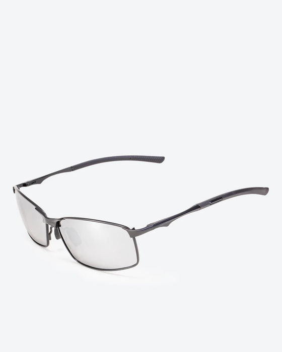 THEO - Silver Mirrored Polarized Lenses, Satin Black Frame