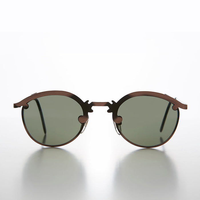 SUNGLASS MUSEUM Round 90s Metal Unique Sunglass with Arrow Nose Bridge - Charmer