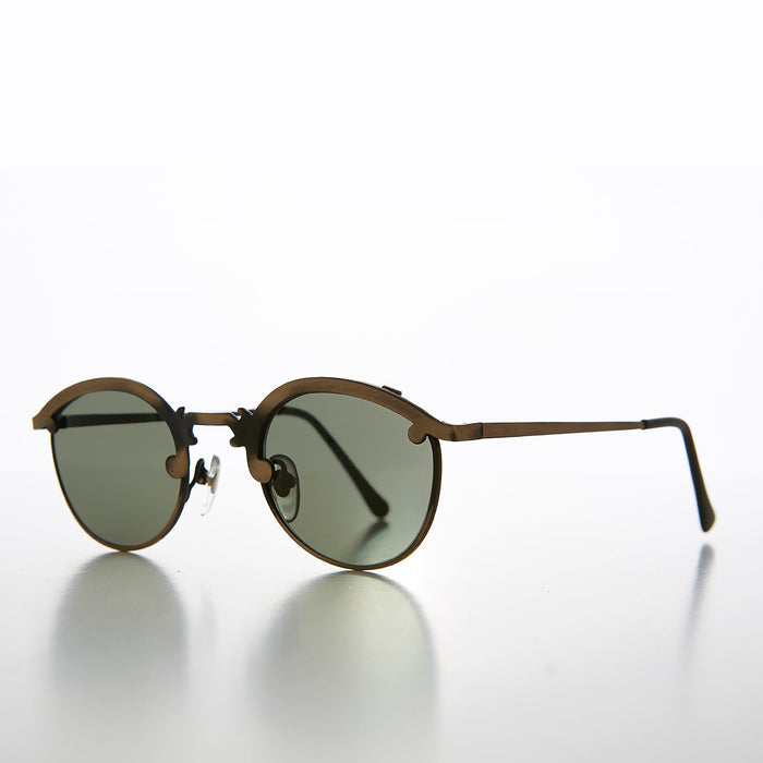 SUNGLASS MUSEUM Round 90s Metal Unique Sunglass with Arrow Nose Bridge - Charmer