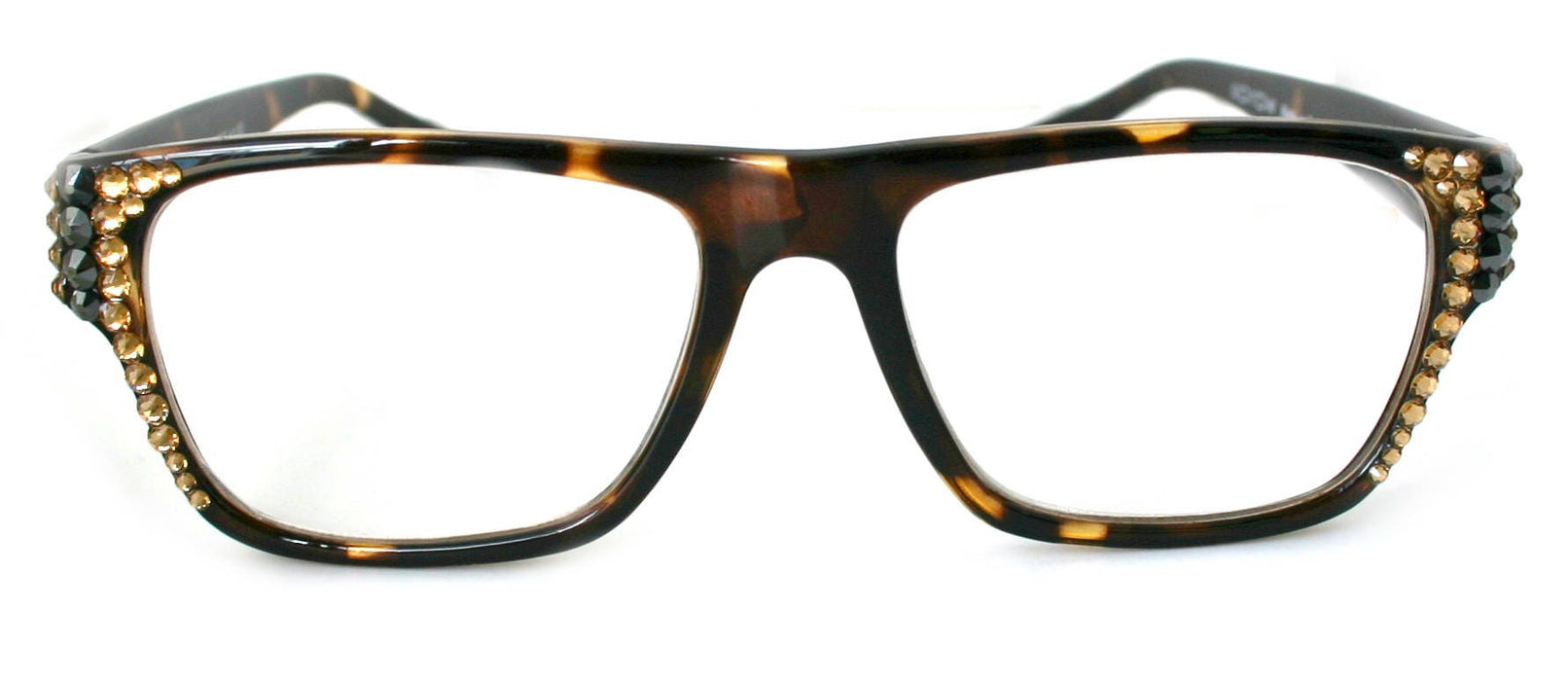 Brooklyn, (Bling) Reading Glasses for Women W (Hematite + L. Colorado) Genuine European Crystals. +1.25..+3  Square. NY Fifth Avenue