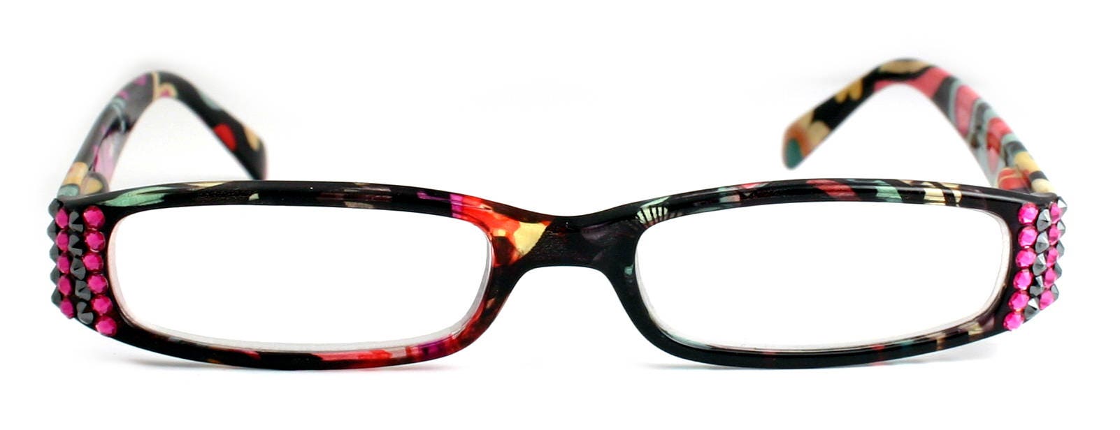 Elsa, (Bling) Reading Glasses for women W (Hematite, Fuchsia) Genuine European Crystals  Paisley Frame +1.50..+3 NY Fifth Avenue