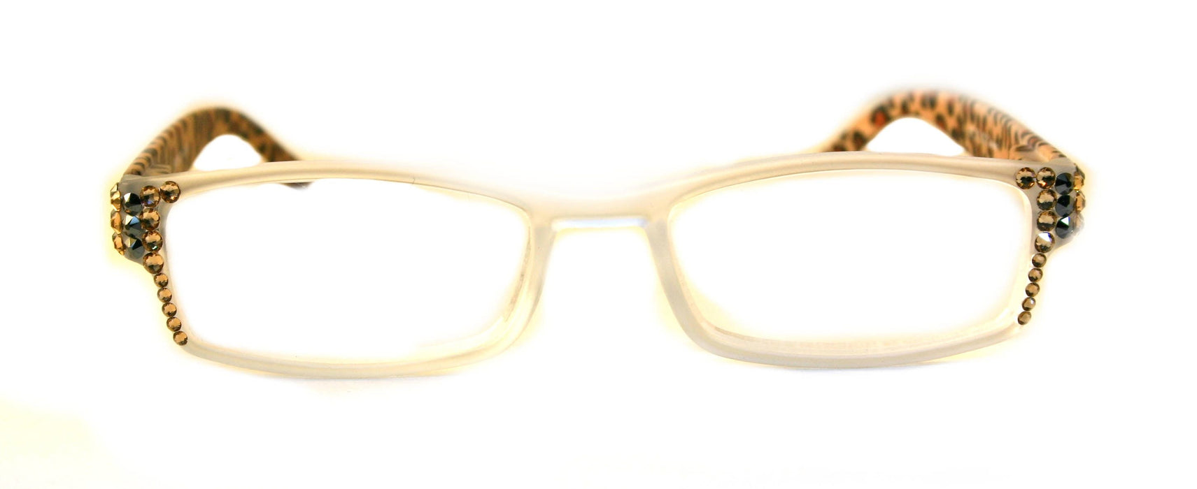 Xena, (Bling) Women Reading Glasses W (Light Colorado, Hematite) Genuine European Crystals (Frosted Clear, Brown Leopard) NY fifth avenue