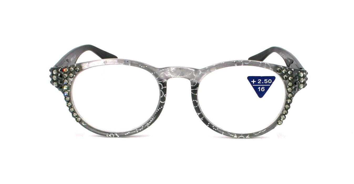 Grace, (Bling) Reading Glasses for Women W (Black Diamond, Hematite) Genuine European Crystals (Metallic Silver, Black)  NY Fifth Avenue