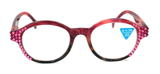 NY FIFTH AVENUE Citlalli, (Bling) Round Women Reading Glasses W (Light Rose, Rose) Genuine European Crystals (Pink, Brown) Circle. NY Fifth Avenue - Product image