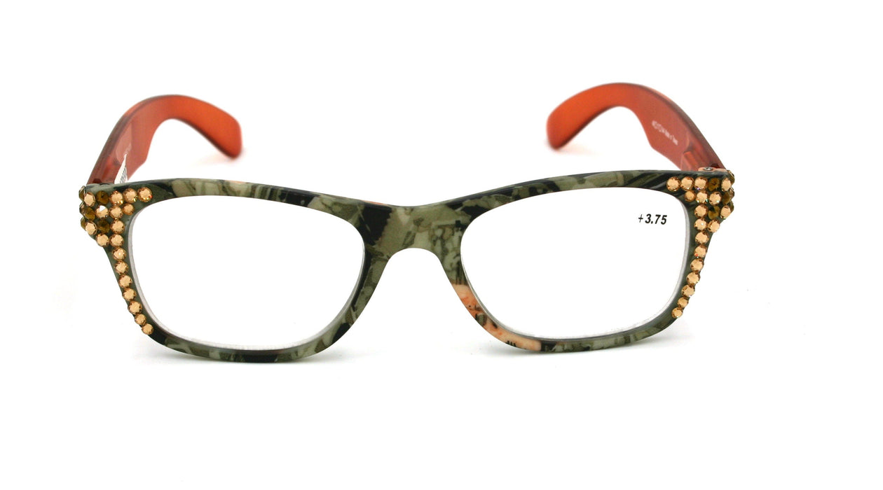 The Forester, (Bling) Reading Glasses For Women W (Light Colorado, Cooper)Genuine European Crystals. +1.25..+3  Camouflage, NY Fifth Avenue