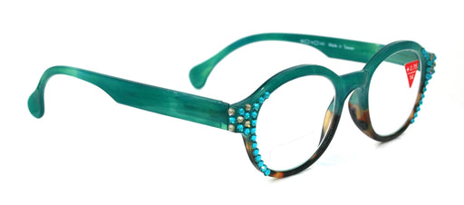 NY FIFTH AVENUE Citlalli, (Bling) Round Women Reading Glasses W (Blue Zircon, L. Colorado) Genuine European Crystals (Green) Circle. NY Fifth Avenue - Product image