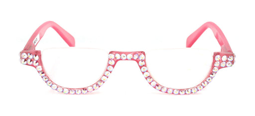 NY FIFTH AVENUE Half Moon, (Bling) Woman Reading Glasses W (Rose, AB Aurora Borealis) Genuine European Crystals Reader +1.25 +1.50.+4 Frame, NY Fifth Avenue - Product image
