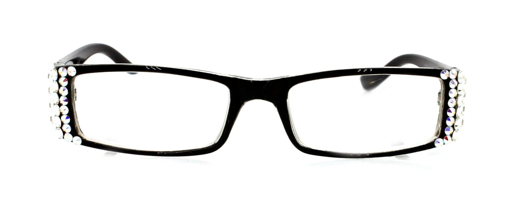 The French, (Bling) (Fleur De Lis) Women Reading Glasses W (Clear, AB Aurora Borealis) Genuine European Crystals  (Black)  NY Fifth Avenue
