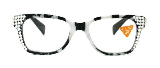 NY FIFTH AVENUE The Bohemian, (Bling) Reading Glasses 4 Women w (Clear)Genuine European Crystals.+1.25 .. +4 (Black n White Tortoise shell) - Product image