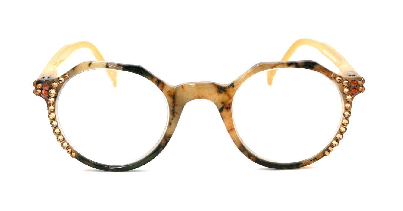 NY FIFTH AVENUE The Hexagon, (Bling) Women Reading Glasses W (Cooper, L. Colorado) Genuine European Crystals (Yellow, Tortoise Shell) NY Fifth Avenue - Product image
