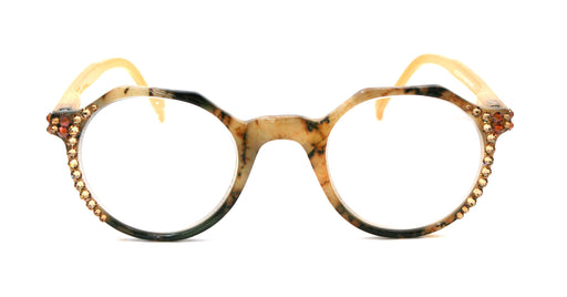 NY FIFTH AVENUE The Hexagon, (Bling) Women Reading Glasses W (Cooper, L. Colorado) Genuine European Crystals (Yellow, Tortoise Shell) NY Fifth Avenue - Product image