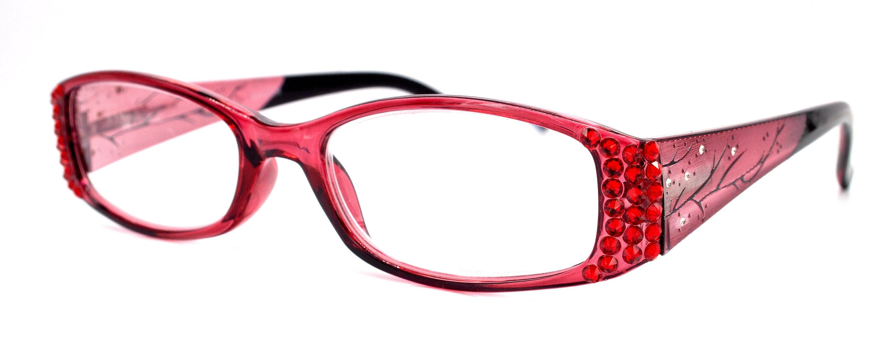 Ivy, (Bling) Reading for Women Adorned W (L. Siam)   +1.50..+3 Magnifying Reader, Clear Translucent (Red) NY Fifth Avenue.