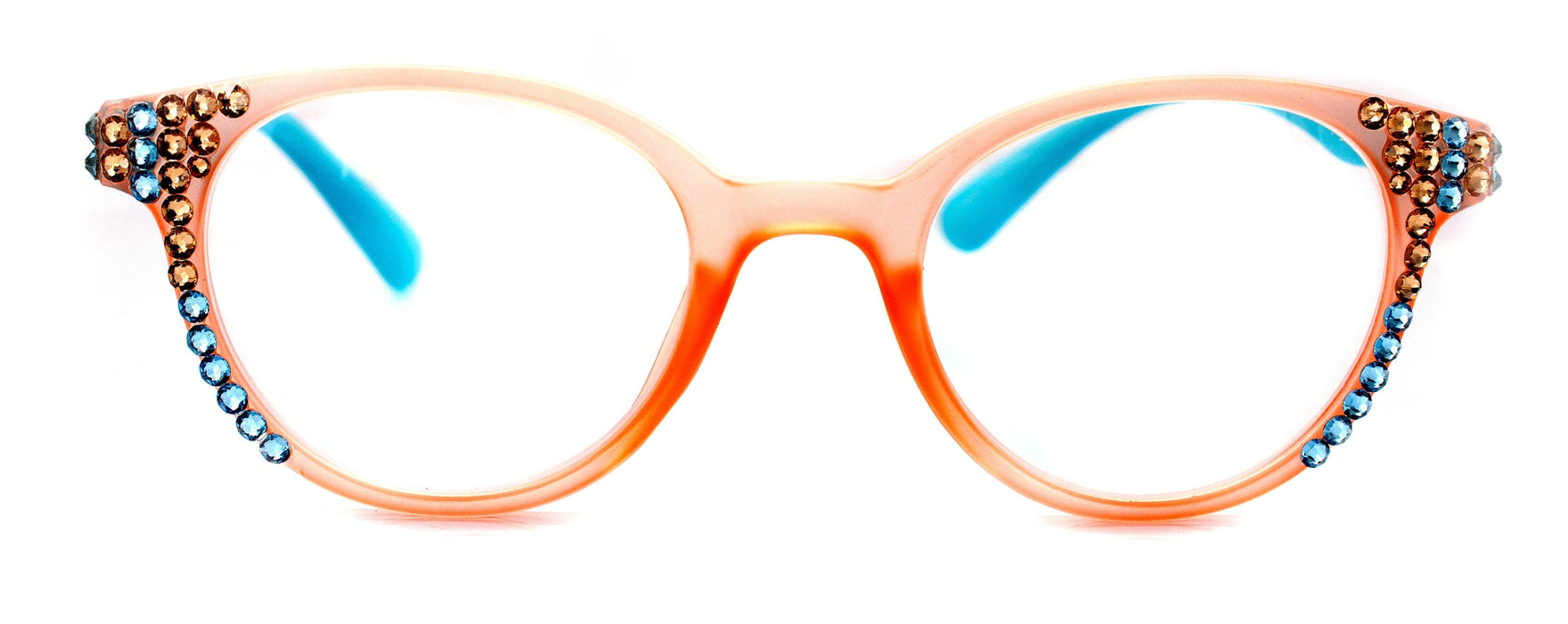 Rio, (Bling) Women Reading Glasses W (Light Colorado, Aquamarine) Genuine European Crystals, Translucent Round   NY Fifth Avenue