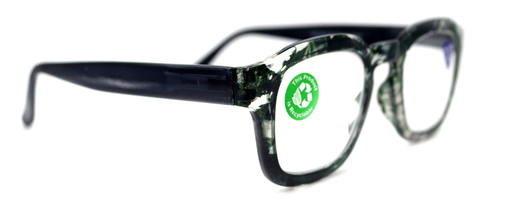 Sasha, (Premium) Reading Glasses, High End Readers +1.25..+3 Magnifying Eyeglasses (Black, White) Camo Square Optical Frames NY Fifth Avenue