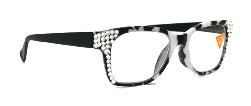 NY FIFTH AVENUE The Bohemian, (Bling) Reading Glasses 4 Women w (Clear)Genuine European Crystals.+1.25 .. +4 (Black n White Tortoise shell) - Product image