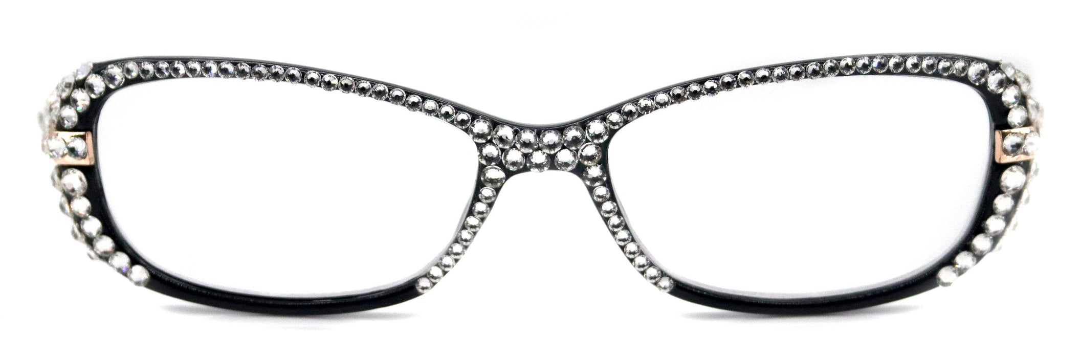 Glamour Quilted, (Bling) Reading Glasses For Women With (Full Top)  Genuine European Crystals+1.25 to +3 (White, Black) NY fifth avenue.
