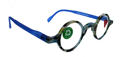 NY FIFTH AVENUE Picasso, (Premium) Reading Glasses, High End Readers +1.25 to +3 magnifying, Circle optical Frames. Round Tortoise (Blue) NY Fifth Avenue. - Product image