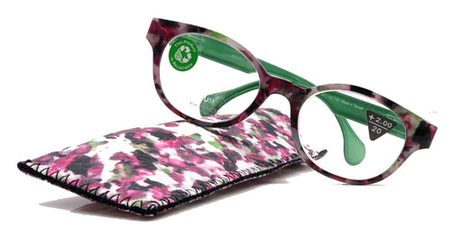 NY FIFTH AVENUE Sally, (Premium) Reading Glasses High End Readers +1.25..+3 Magnifying Glasses, Round Optical Frames (Tortoise Purple Green) NY Fifth Avenue - Product image