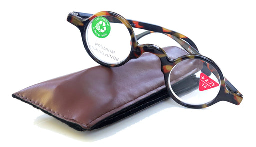 NY FIFTH AVENUE Picasso, (Premium) Reading Glasses, High End Readers +1.25 to +3 magnifying, Circle optical Frames. Round Tortoise (Brown) NY Fifth Avenue. - Product image