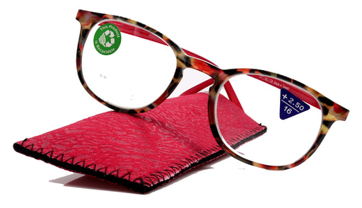 NY FIFTH AVENUE Ella, (Premium) Reading Glasses Round. High End Readers Modern Circle Style (Red) Brown Tortoiseshell +1.25..+3 Magnifying NY Fifth Avenue - Product image
