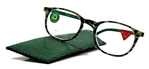NY FIFTH AVENUE Ella, (Premium) Reading Glasses Round. High End Readers Modern Circle Style (Green) Brown Tortoiseshell +1.25..+3 Magnifying NY Fifth Avenue - Product image