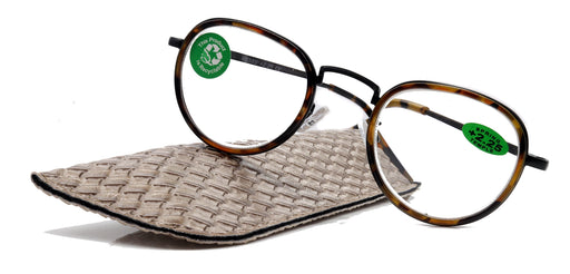 NY FIFTH AVENUE Cassie, (Premium) Reading Glasses Round. High End Reader Modern Circle Style (Brown, Gold) Wire Frame +1.25..+3 Magnifying. NY Fifth Avenue - Product image