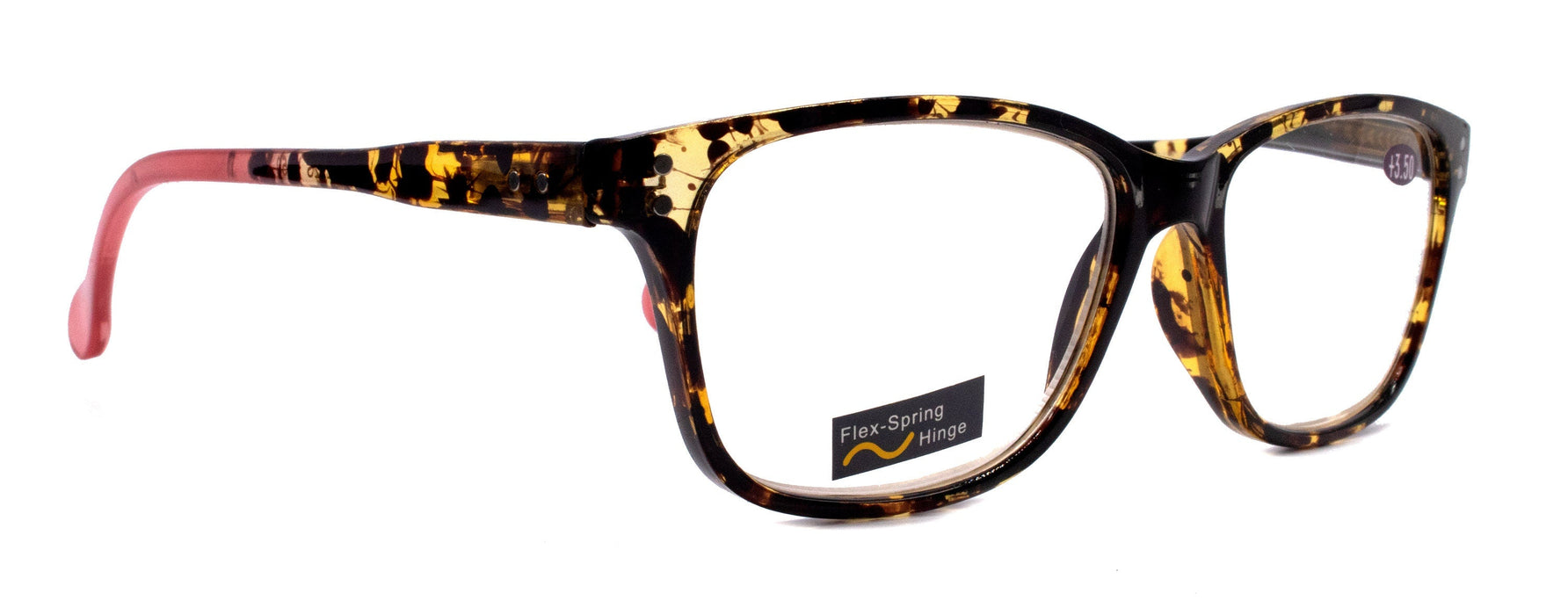 Milan, (Premium) Reading Glasses High End Reader +1.25..+3 Magnifying, Optical Square Square Style Tortoise Brown n (Pink) NY Fifth Avenue