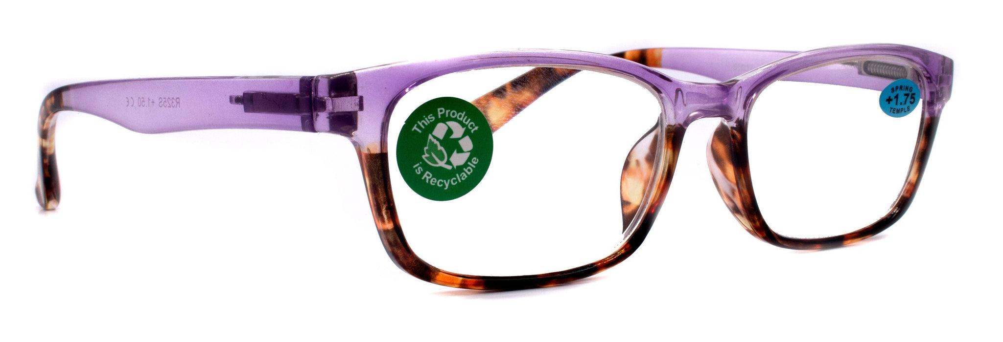 Desiree, (Premium) Reading Glasses High End Reader +1.25..+3 Magnifying Square Style (Purple Tortoise Brown) Optical Frame NY Fifth Avenue