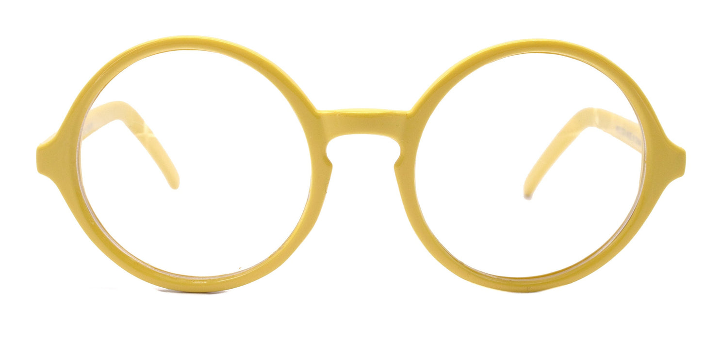 Mabel, (Premium) True Round vintage Reading Glasses) (Yellow) Circle Eye, Medium,  NY Fifth Avenue