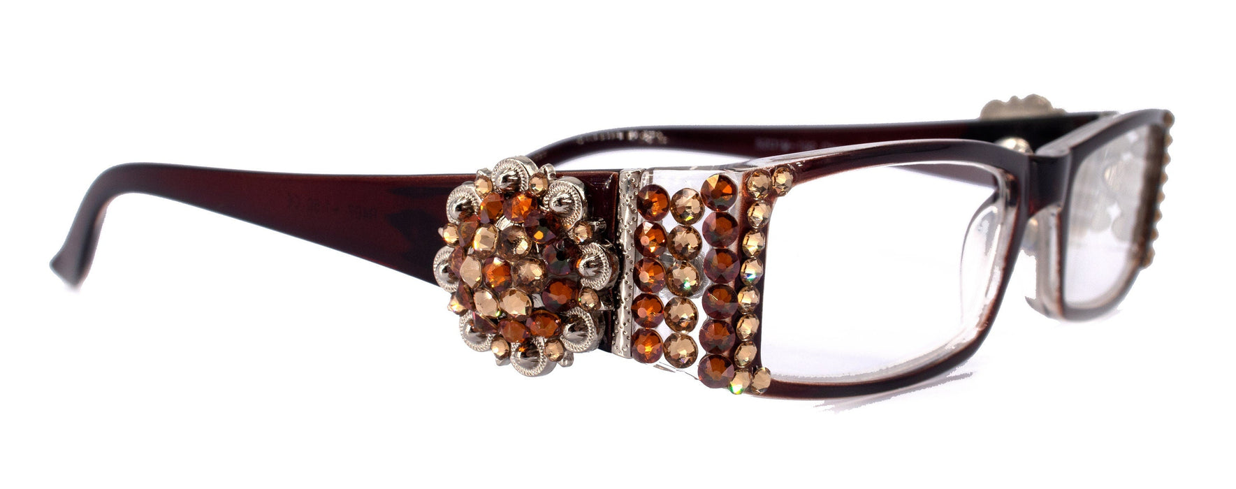 The Medallion, (Bling) Reading Glasses for Women W (Light Colorado, Cooper) Genuine European Crystals  (Brown) Berry Concho NY Fifth Avenue