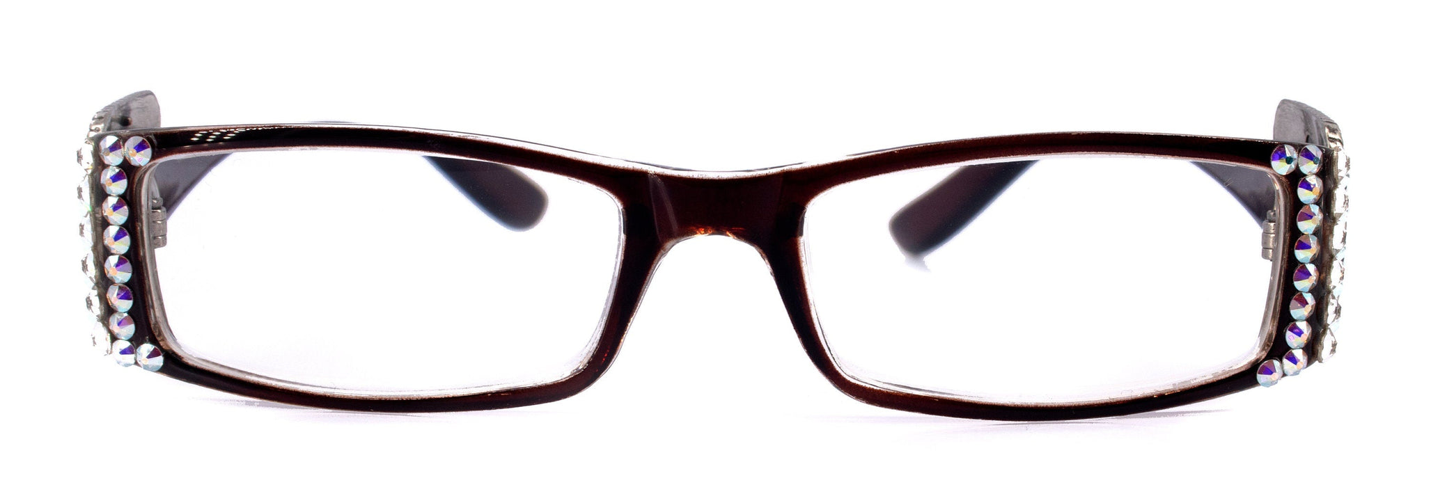 The Medallion, (Bling) Reading Glasses Women W (Clear, AB  ) Genuine European Crystals  (Wine Red) Western Concho, NY Fifth Avenue