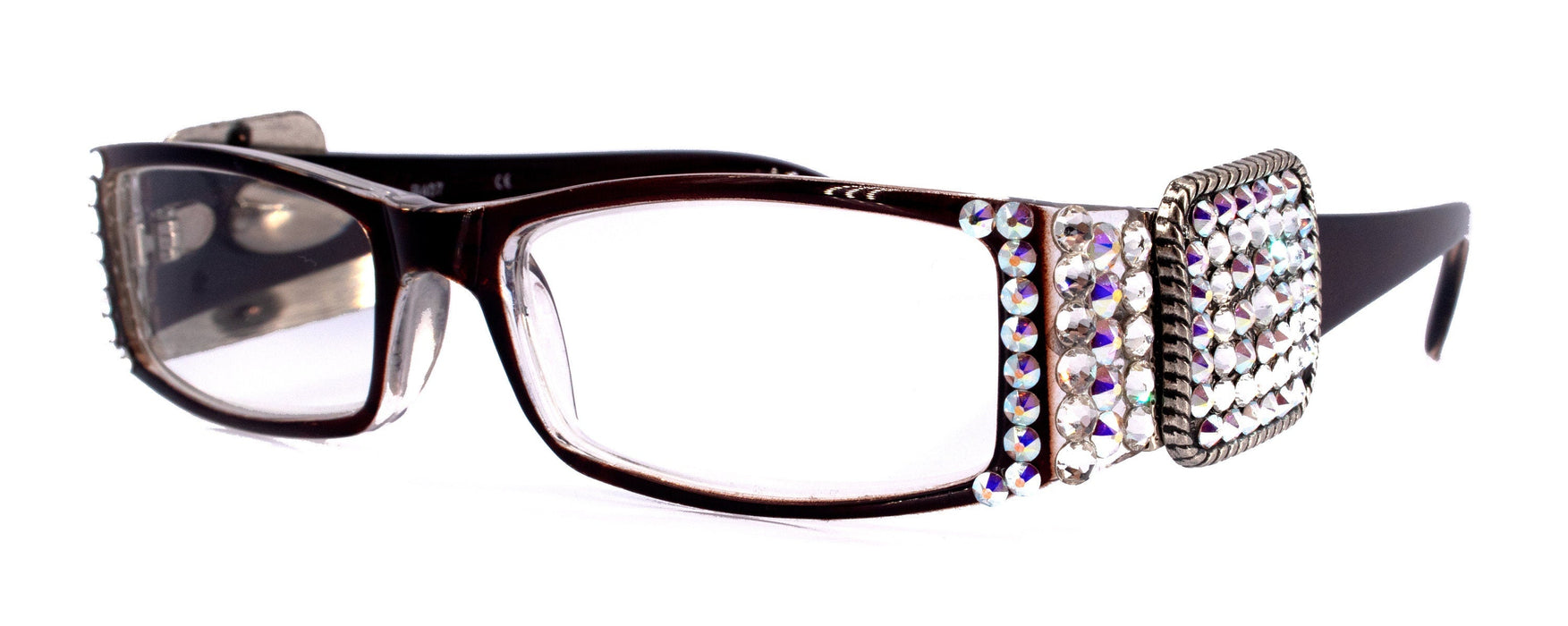 The Medallion, (Bling) Reading Glasses Women W (Clear, AB  ) Genuine European Crystals  (Wine Red) Western Concho, NY Fifth Avenue