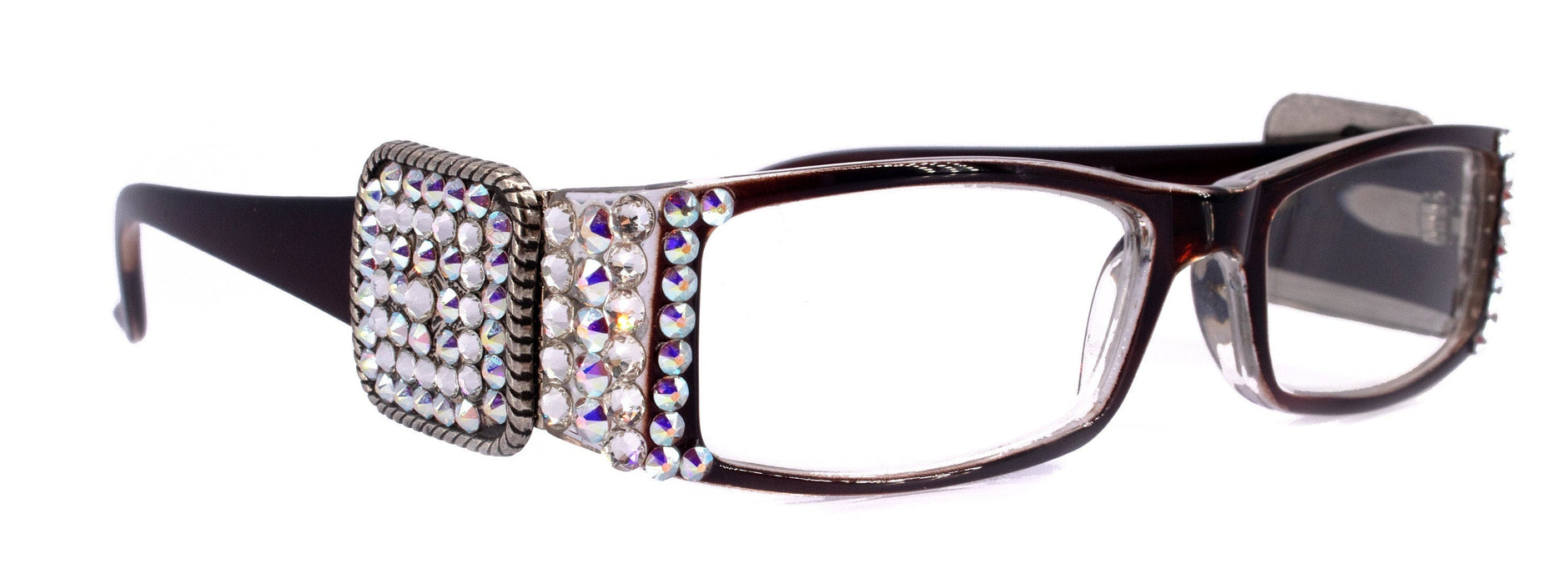 The Medallion, (Bling) Reading Glasses Women W (Clear, AB  ) Genuine European Crystals  (Wine Red) Western Concho, NY Fifth Avenue