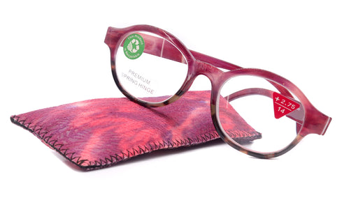 NY FIFTH AVENUE Citlalli, (Premium) Reading Glasses, Round Frame +1.25 .. +3 Magnifying Eyeglasses (Marble Pink) Circle Style. NY Fifth Avenue - Product image